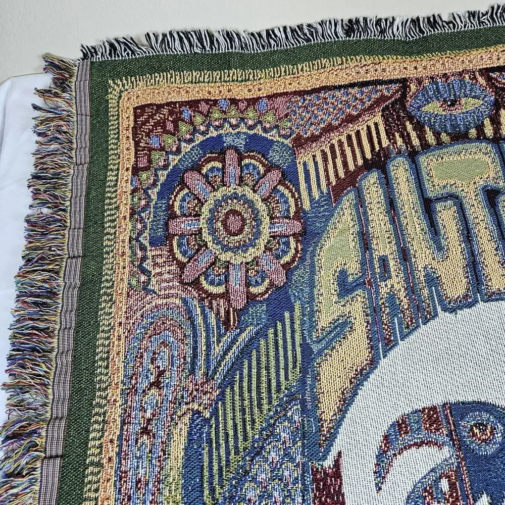 Y2K Carlos Santana Throw Blanket Corazon Tour 2014 Woven Made USA Concert Rare